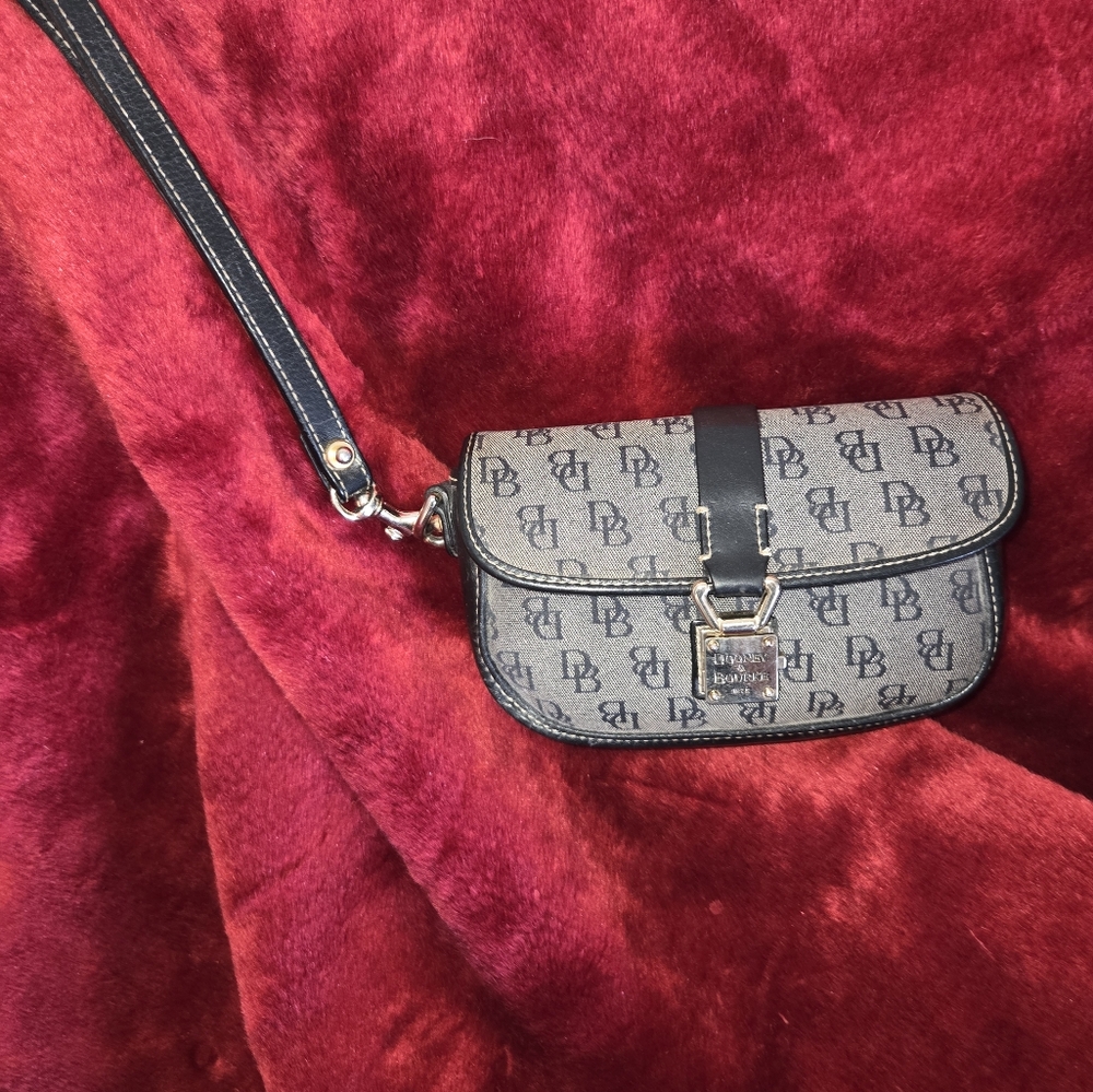 Dooney & Bourke Black and Gray Wristlet Bag with Monogram